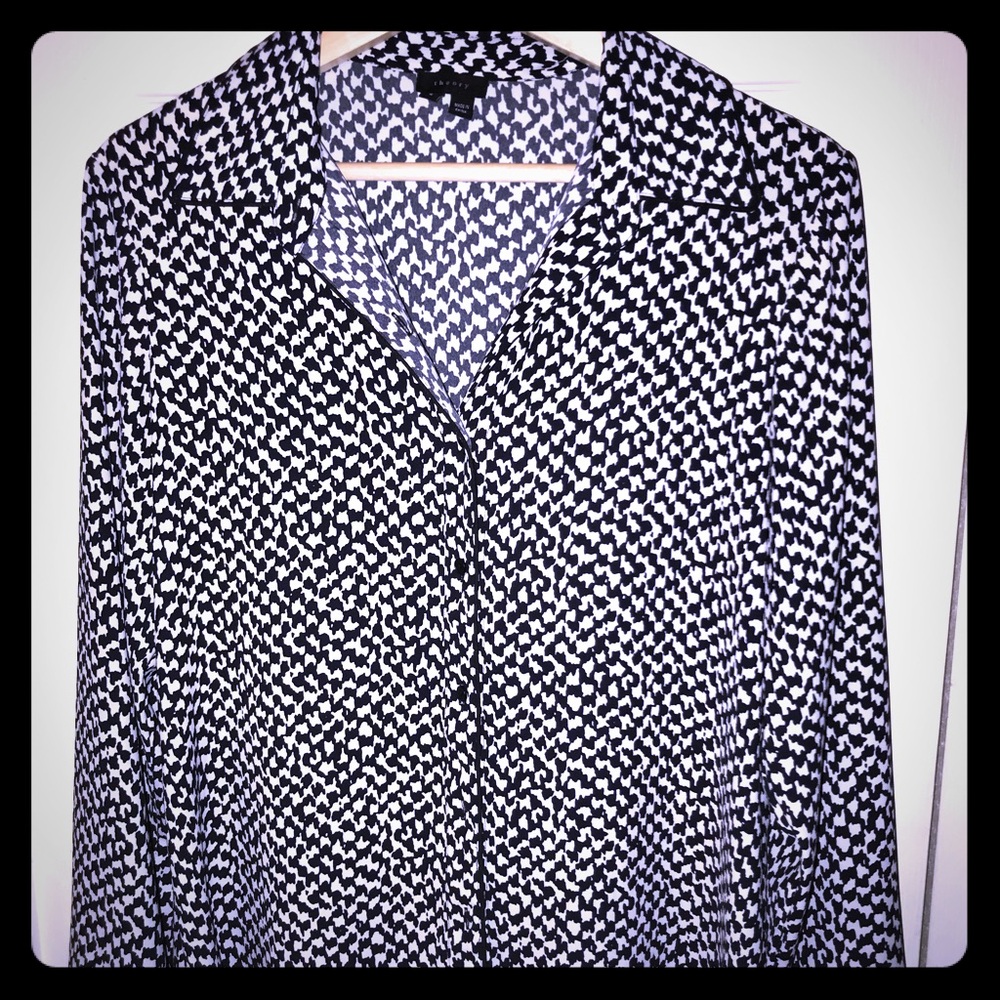 Theory Black and White Printed Button-Down Shirt -LG